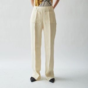 Acne studios Pia Linen Trousers in butter yellow